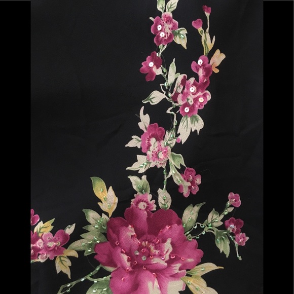 EUC*100% SILK sleeveless dress w/ beaded detail - Picture 3 of 8